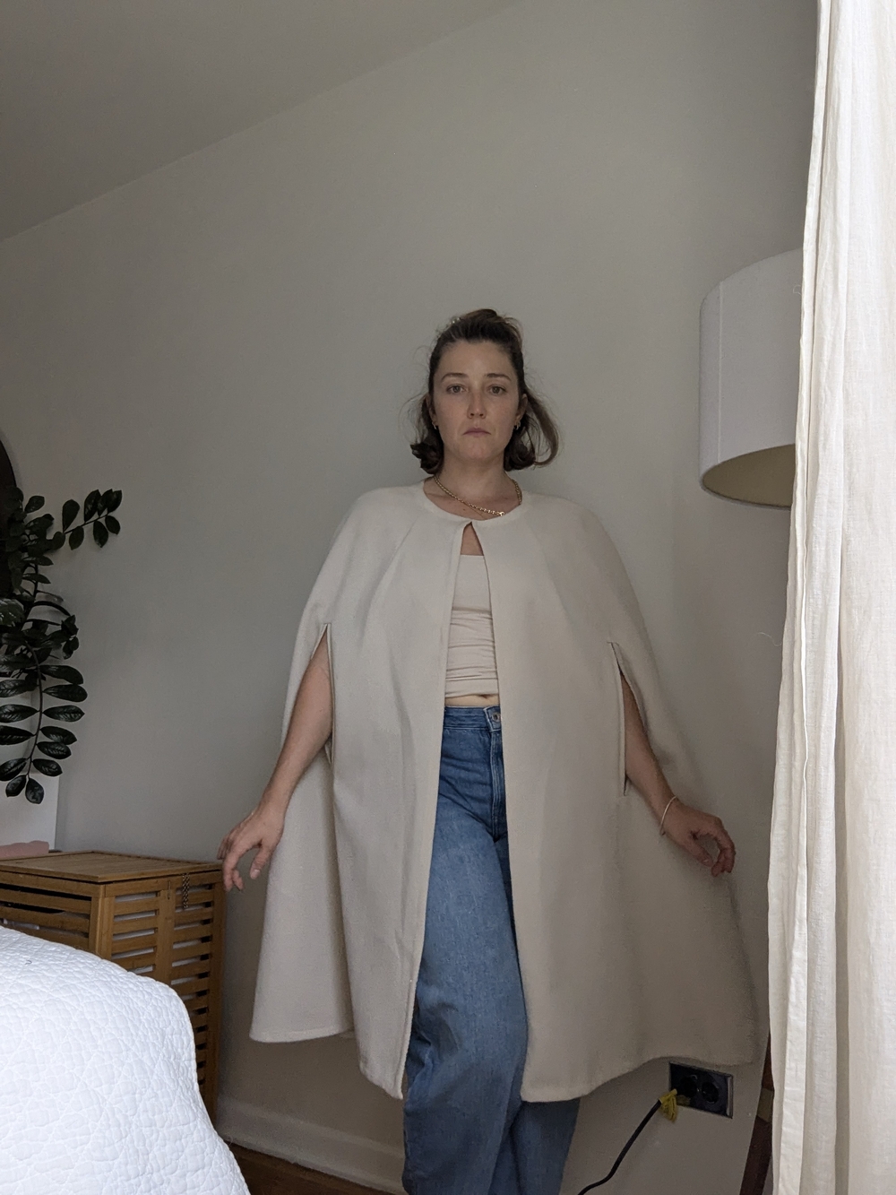 Vintage, Handmade Cream Cape / Coat From The 70s. One Size XS - XL